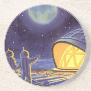  wetenschapstichting buitenaardse wezens op blauwe zandsteen onderzetter