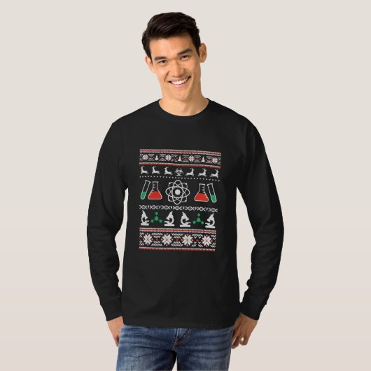 Wetenschapswetenschapper Ugly Sweater Funny Kerstm T-shirt (Voorkant volledig)