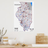 Wetgevende districten van de staat - Downstate Ill Poster (Keuken)