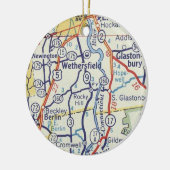 Wethersfield CT  kaart Keramisch Ornament (Links)