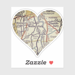Wethersfield CT Klassieke map Sticker