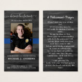 Wetshandhaving begrafenis politie Memorial Prayer Visitekaartje (Voorkant /achterkant)