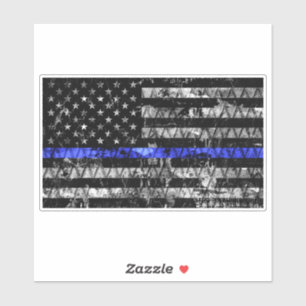 Wetshandhaving met blauwe lijnvlag sticker