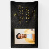 Wetsschool afstuderen zwart goud afstuderen spandoek (Verticaal)