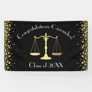 Wettelijke wetenschappen Schooldiploma Zwarte Goud Spandoek