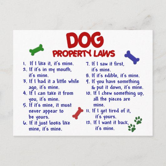 Wetten 2 van het Bezit van de HOND Briefkaart (Voorkant)