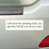 Wetten van de Bumpersticker van de Linker Lane (Op auto)