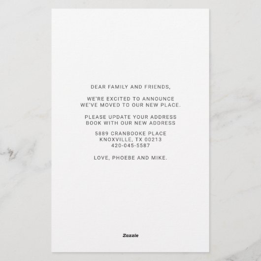 Weve Moved Address Photo Moving Announcement Briefpapier (Achterkant)