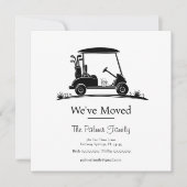 We've Moved Black Silhouette Golf Cart Aankondiging (Voorkant)