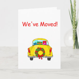 We've Moved Car with werath Christmas Card Feestdagen Kaart