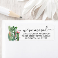 We've Moved Floral Watercolor Cactus Blooms Moving