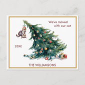 We've Moved Fun Cat and Tree Christmas Aankondigingskaart (Voorkant)
