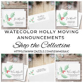 We've Moved Watercolor Holly Aankondiging