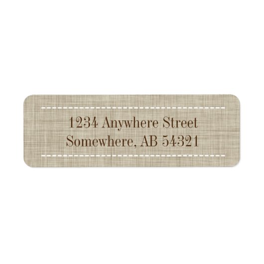 Weven linnen textiel in beige bruin etiket (Voorkant)