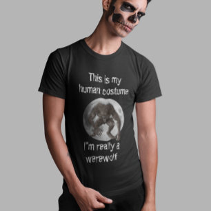Wewolf Volle Maan Mens Kostuum Halloween T-shirt