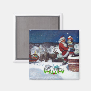 Weyeth - Kerstman levert boeken voor Kerstmis Magneet