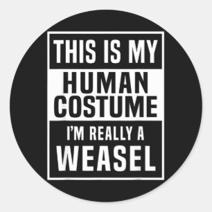 Wezel kostuum shirt voor een grappig halloween top ronde sticker
