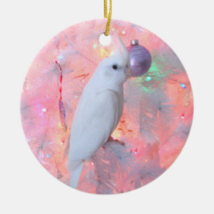 WF Lutino Cockatiel in de kerstboomversiering Keramisch Ornament