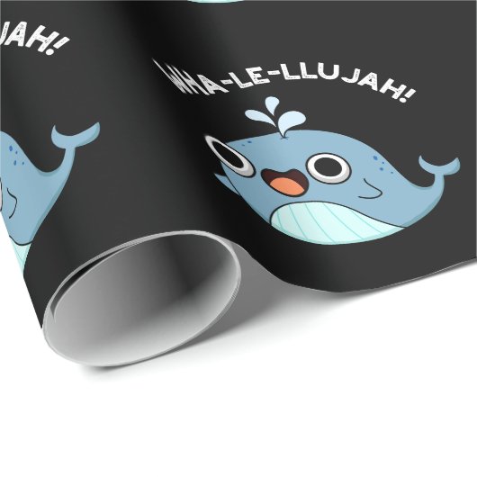 Wha-le-llujah Grappige Blauwe Walvis Pun Donker BG Cadeaupapier (Rol Hoek)