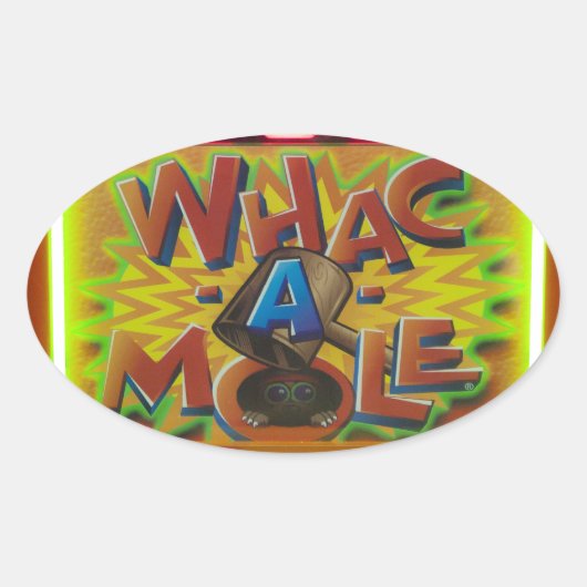 Whack a Mole Carnival Game Ovale Sticker (Voorkant)