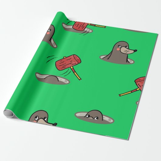 Whack-A-Mole Pattern Cadeaupapier (Uitgerold)
