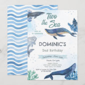 Whale 2e verjaardag uitnodiging (Voorkant / Achterkant)