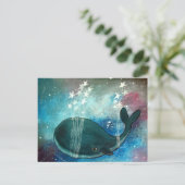 Whale Art Whimsical Carte postale Cute Artwork (Debout devant)