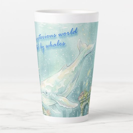 Whale Atlantis Underwater Fantasy Latte Mok (Voorkant)