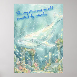 Whale Atlantis Underwater Fantasy Poster
