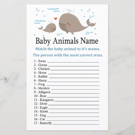 Whale Baby Animals Name Game (Voorkant)