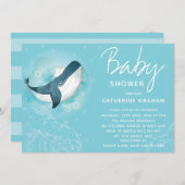 Whale Baby shower Blue Kaart (Voorkant / Achterkant)