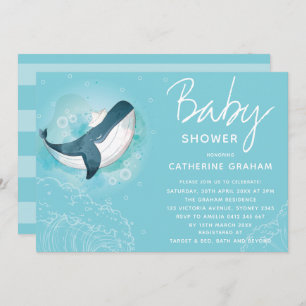 Whale Baby shower Blue Kaart