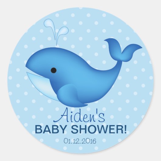 Whale Baby shower dank u sticker (Voorkant)