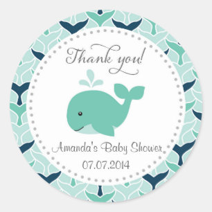 Whale Baby shower Dank u Stickers