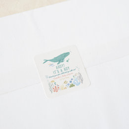 Whale Baby shower Dank u Vierkante Sticker