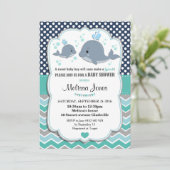 Whale Baby shower Gepersonaliseerde Uitnodiging Ba (Staand voorkant)