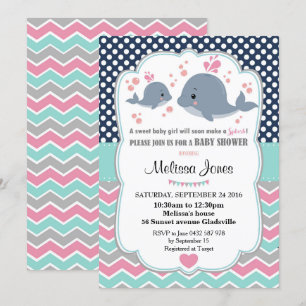 Whale Baby shower Gepersonaliseerde Uitnodiging Me