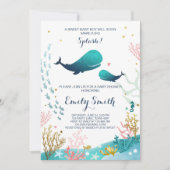 Whale Baby shower Invitation Ocean Ahoy Boy Schatt Kaart (Voorkant)
