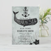 Whale Baby shower Nodig nautische Uitnodiging uit (Staand voorkant)