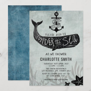 Whale Baby shower Nodig  nautische Uitnodiging uit