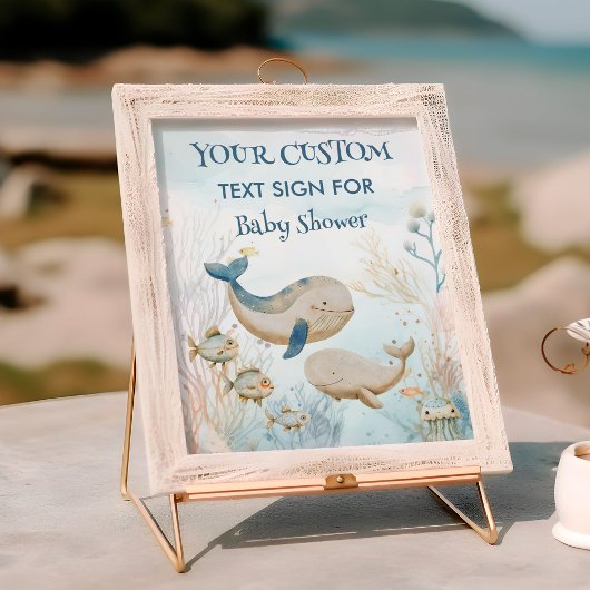 Whale Baby shower Onder het Zee Custom Text Sign Poster
