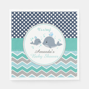 Whale Baby shower Papier Party Servet Jongen Chevr