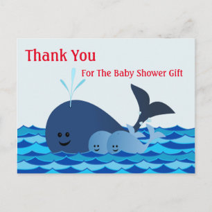 Whale, bedankt voor Baby shower Briefkaart met Twi