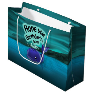 "Whale Birthday Gift Bag - Large, Glossy" Large Cadeautasje