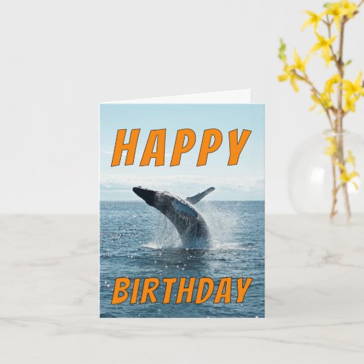 Whale Birthday Kaart – Splash in leuke wensen! (Gele Bloem)