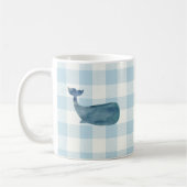Whale Blue Check Pattern Coffee Mok (Links)