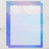 Whale Border - 8,5" x 11" briefpapier (Voorkant / Achterkant)