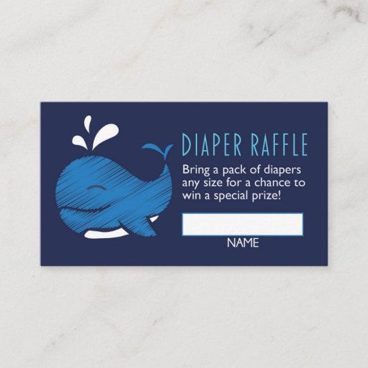 Whale Diaper Raffle Ticket (jongen) Informatiekaartje (Voorkant)