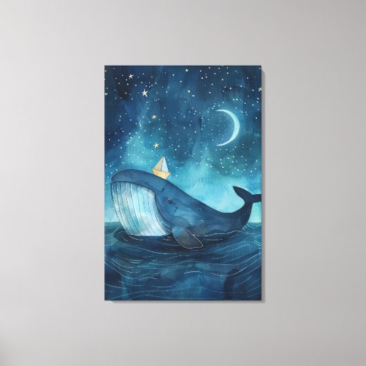 Whale Dreamscape onder Sterrennacht Canvas Afdruk (Voorkant)