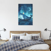 Whale Dreamscape onder Sterrennacht Canvas Afdruk (Insitu (Slaapkamer))